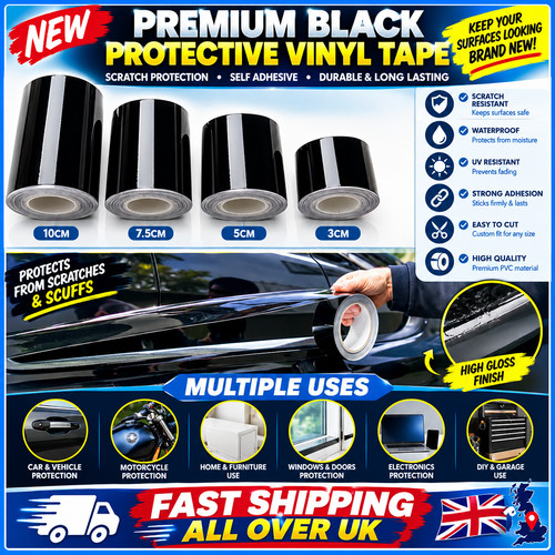 Glossy black vinyl wrap tape - black,